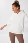 Oversize Kapüşonlu Şardonlu Örme Sweatshirt EKRU LMC0073