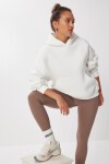 Oversize Kapüşonlu Şardonlu Örme Sweatshirt EKRU LMC0073