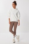 Oversize Kapüşonlu Şardonlu Örme Sweatshirt EKRU LMC0073