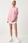 Oversize Şardonlu Basic Sweatshirt PEMBE LOW0001