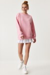 Oversize Şardonlu Basic Sweatshirt PEMBE LOW0001