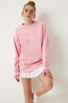Oversize Şardonlu Basic Sweatshirt PEMBE LOW0001