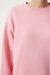 Oversize Şardonlu Basic Sweatshirt PEMBE LOW0001