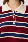Polo Yaka Çizgili Triko Kazak BORDO LACİVERT LMW0024