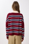 Polo Yaka Çizgili Triko Kazak BORDO LACİVERT LMW0024