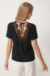 Sırt Detaylı Dantelli Örme Bluz SİYAH LNT0026