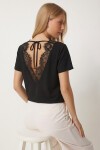 Sırt Detaylı Dantelli Örme Bluz SİYAH LNT0026