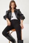 Suni Deri Bomber Ceket SİYAH LNT0011