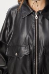 Suni Deri Bomber Ceket SİYAH LNT0011