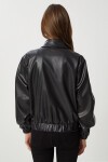 Suni Deri Bomber Ceket SİYAH LNT0011