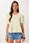 Volanlı Müslin Bluz SARI LMX0091