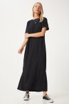 Yandan Yırtmaçlı Yazlık Uzun Örme Elbise SİYAH LHW0002