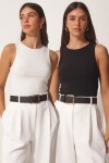 2’li Paket Basic Crop Viskon Bluz SİYAH EKRU LRN0012