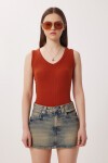 2’li Paket V Yaka Fitilli Örme Bluz LACİVERT KİREMİT LRN0028