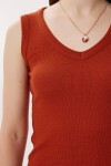 2’li Paket V Yaka Fitilli Örme Bluz LACİVERT KİREMİT LRN0028