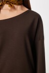 Açık Omuzlu Yumuşak Modal Sweatshirt KAHVERENGİ LUB0252