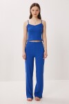 Askılı Crop Fitilli Örme Pijama Takımı KOYU MAVİ LRN0018