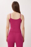 Askılı Crop Fitilli Örme Pijama Takımı KOYU PEMBE LRN0018
