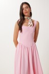 Askılı Yazlık Midi Poplin Elbise PEMBE LRG0030