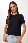 Basic Pamuklu Örme T-shirt SİYAH LUB0124