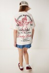 Baskılı Pamuklu Örme T-shirt KREM LUB0134