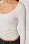 Büzgülü Crop Örme Bluz TAŞ GRİSİ LUB0267