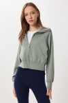 Dik Yaka Fermuarlı Modal Sweatshirt ÇAĞLA YEŞİLİ LUB0308