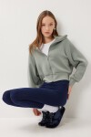 Dik Yaka Fermuarlı Modal Sweatshirt ÇAĞLA YEŞİLİ LUB0308