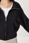 Dik Yaka Fermuarlı Modal Sweatshirt SİYAH LUB0308
