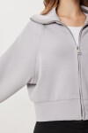 Dik Yaka Fermuarlı Modal Sweatshirt TAŞ GRİSİ LUB0308