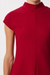 Dik Yaka Kloş Midi Örme Elbise BORDO LUB0223