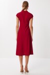 Dik Yaka Kloş Midi Örme Elbise BORDO LUB0223
