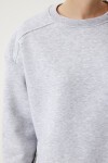 Fermuar Detaylı Şardonlu Sweatshirt GRİ LUB0003