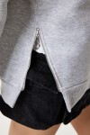 Fermuar Detaylı Şardonlu Sweatshirt GRİ LUB0003