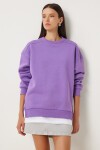 Fermuar Detaylı Şardonlu Sweatshirt MOR LUB0003
