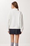 Fermuarlı Yaka Baskılı Şardonlu Örme Sweatshirt EKRU LUB0306