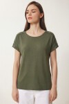 Güpür Detaylı Viskon T-shirt HAKİ LRN0006