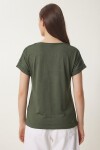 Güpür Detaylı Viskon T-shirt HAKİ LRN0006
