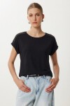 Güpür Detaylı Viskon T-shirt SİYAH LRN0006