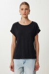 Güpür Detaylı Viskon T-shirt SİYAH LRN0006