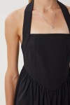 Kalın Askılı Midi Poplin Elbise SİYAH LUB0207