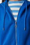 Kapüşonlu Fermuarlı Oversize Şardonlu Örme  Sweatshirt MAVİ LUB0002