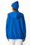 Kapüşonlu Fermuarlı Oversize Şardonlu Örme  Sweatshirt MAVİ LUB0002