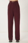 Kemerli Rahat Palazzo Örme Pantolon BORDO LRV0093