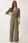 Keten Crop Bluz Pantolon Takım HAKİ LRV0107