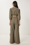 Keten Crop Bluz Pantolon Takım HAKİ LRV0107