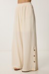 Keten Crop Bluz Pantolon Takım KREM LRV0107
