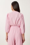 Keten Crop Bluz Pantolon Takım ŞEKER PEMBE LRV0107