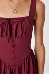 Korse Görünümlü Poplin Midi Elbise BORDO LUB0224