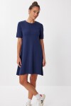 Oversize Basic Triko Elbise LACİVERT LUB0161